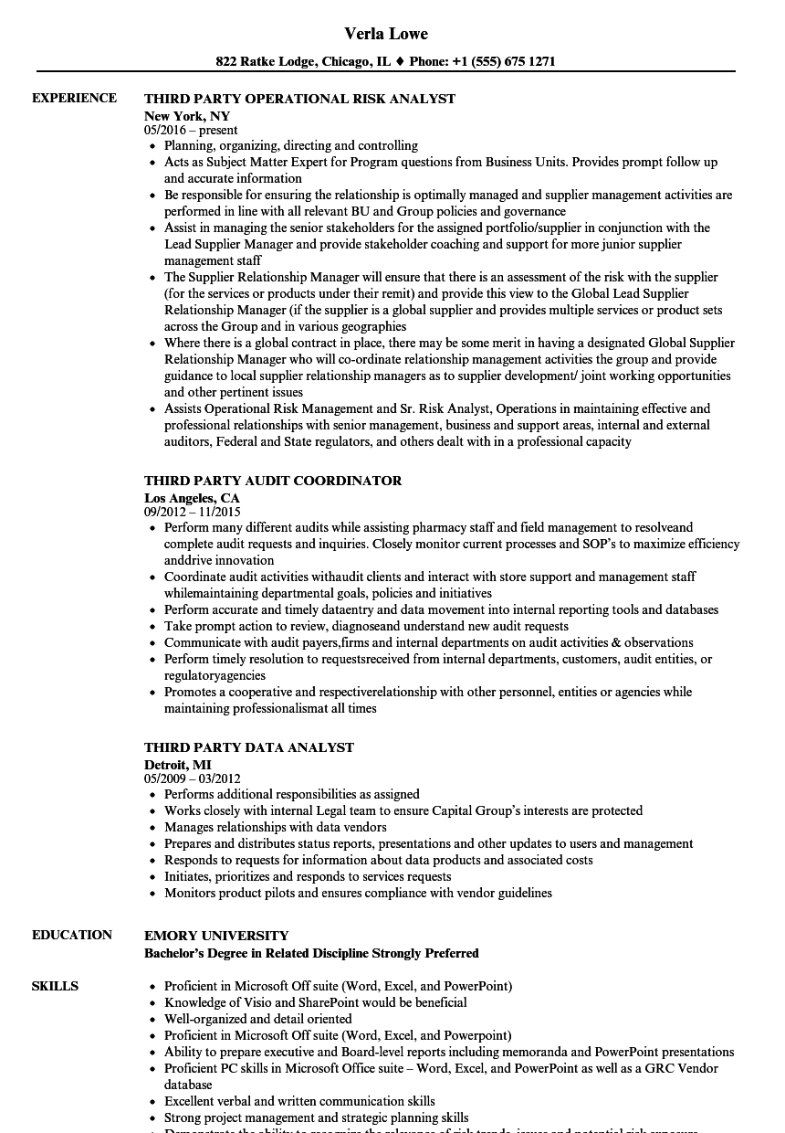 Third Party Resume Samples Velvet Jobs