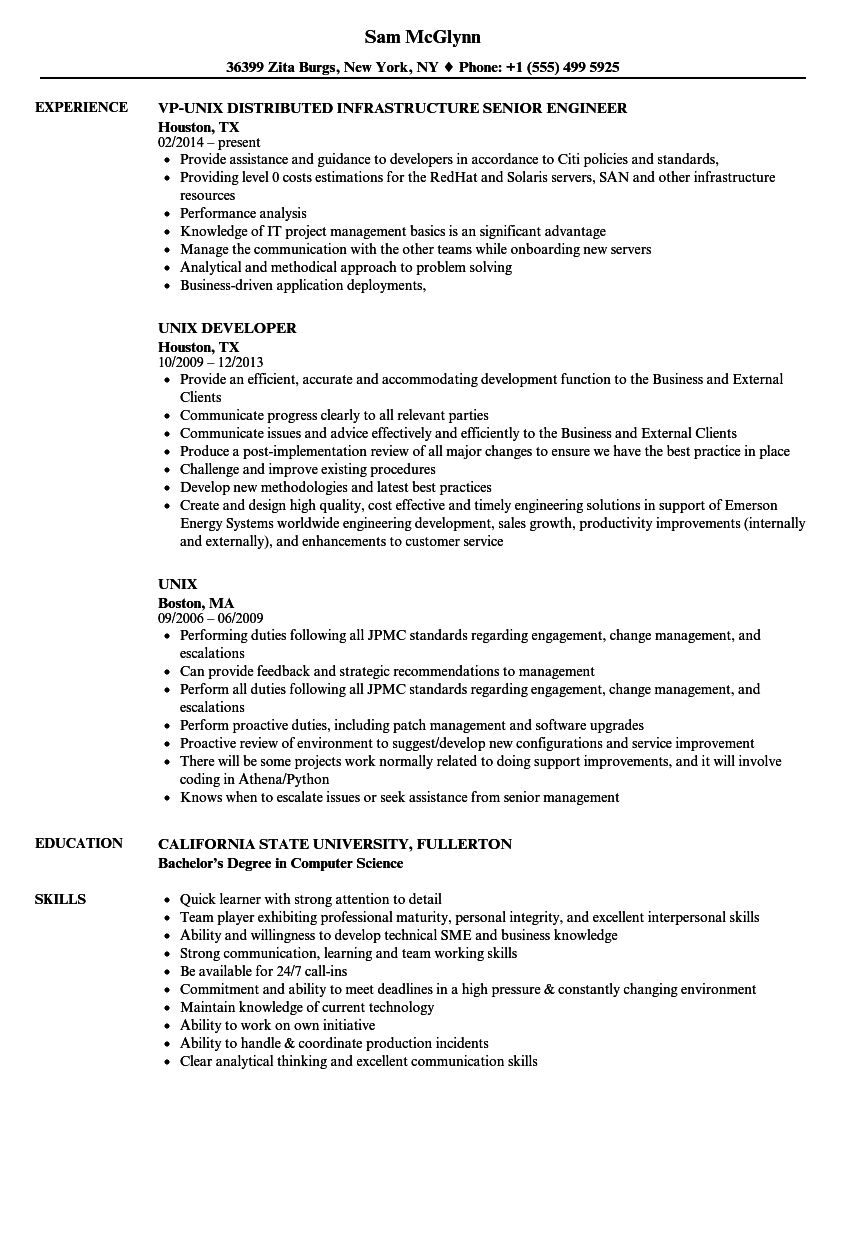 c unix resume phd iit or rec