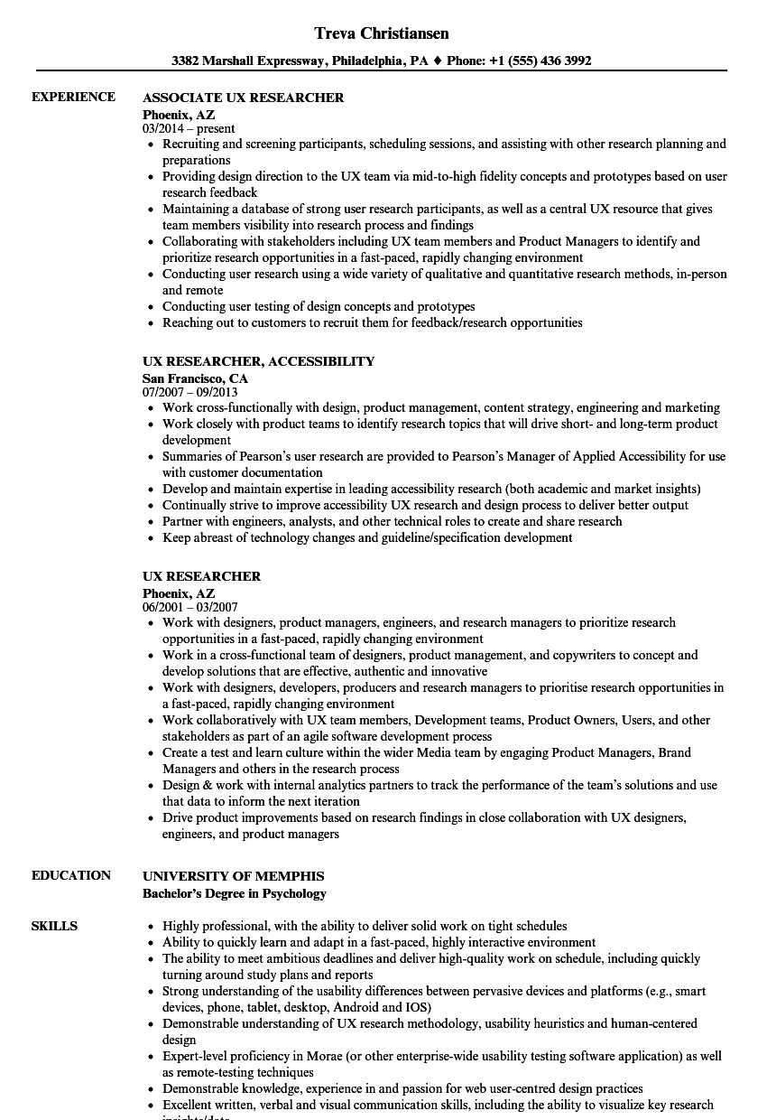 user researcher resume