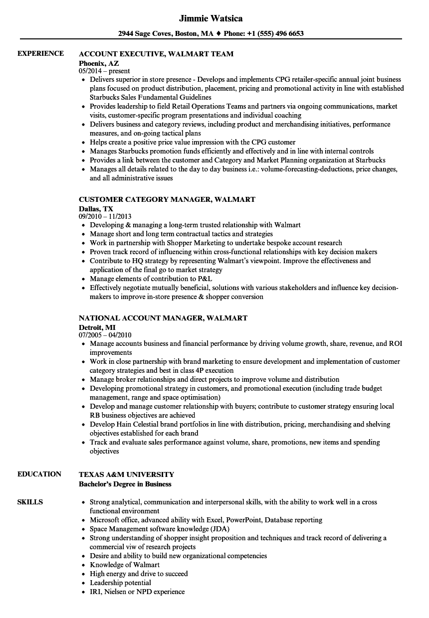 walmart customer service resume description