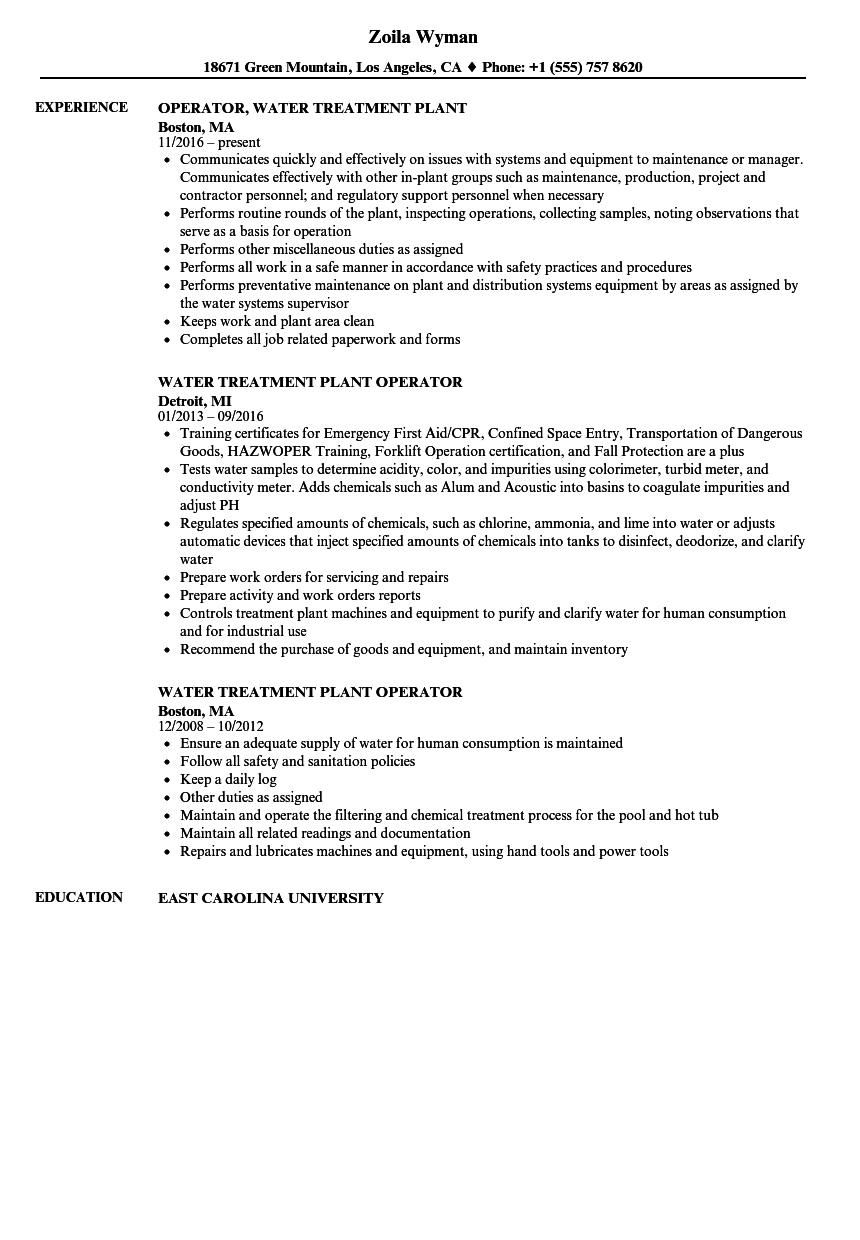 Water Plant Operator Jobs Near Me WASQIVA